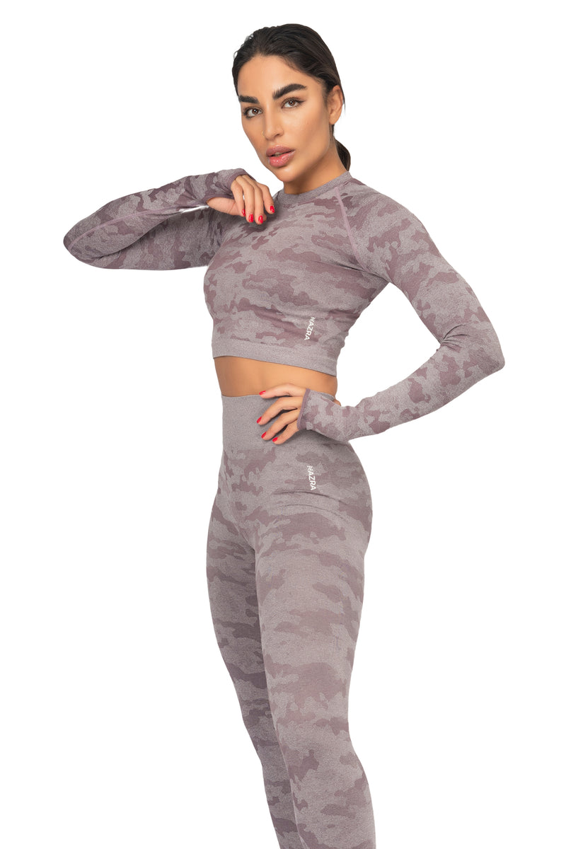 3-PIECE CAMO FITNESS SET - LILAC