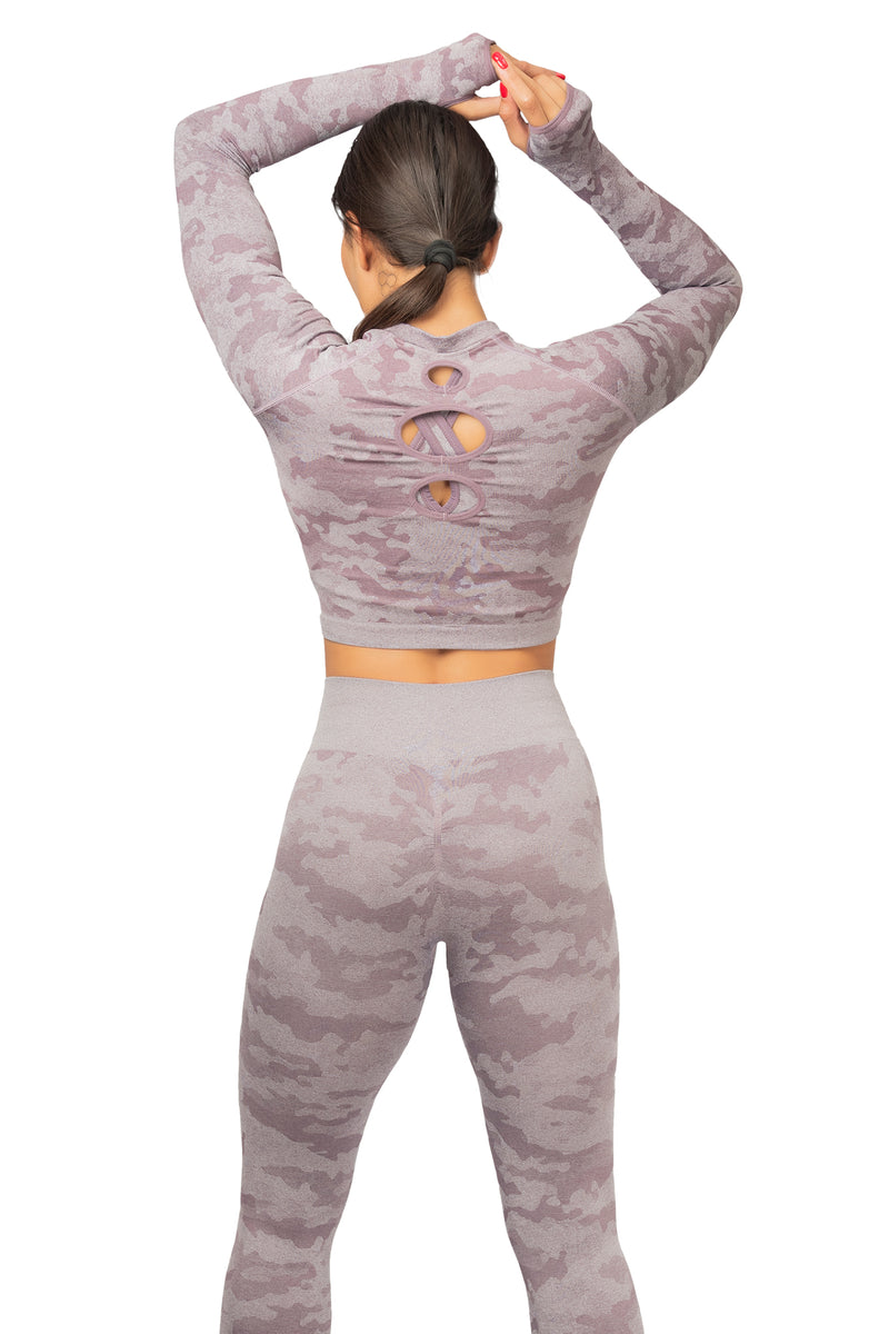 3-PIECE CAMO FITNESS SET - LILAC